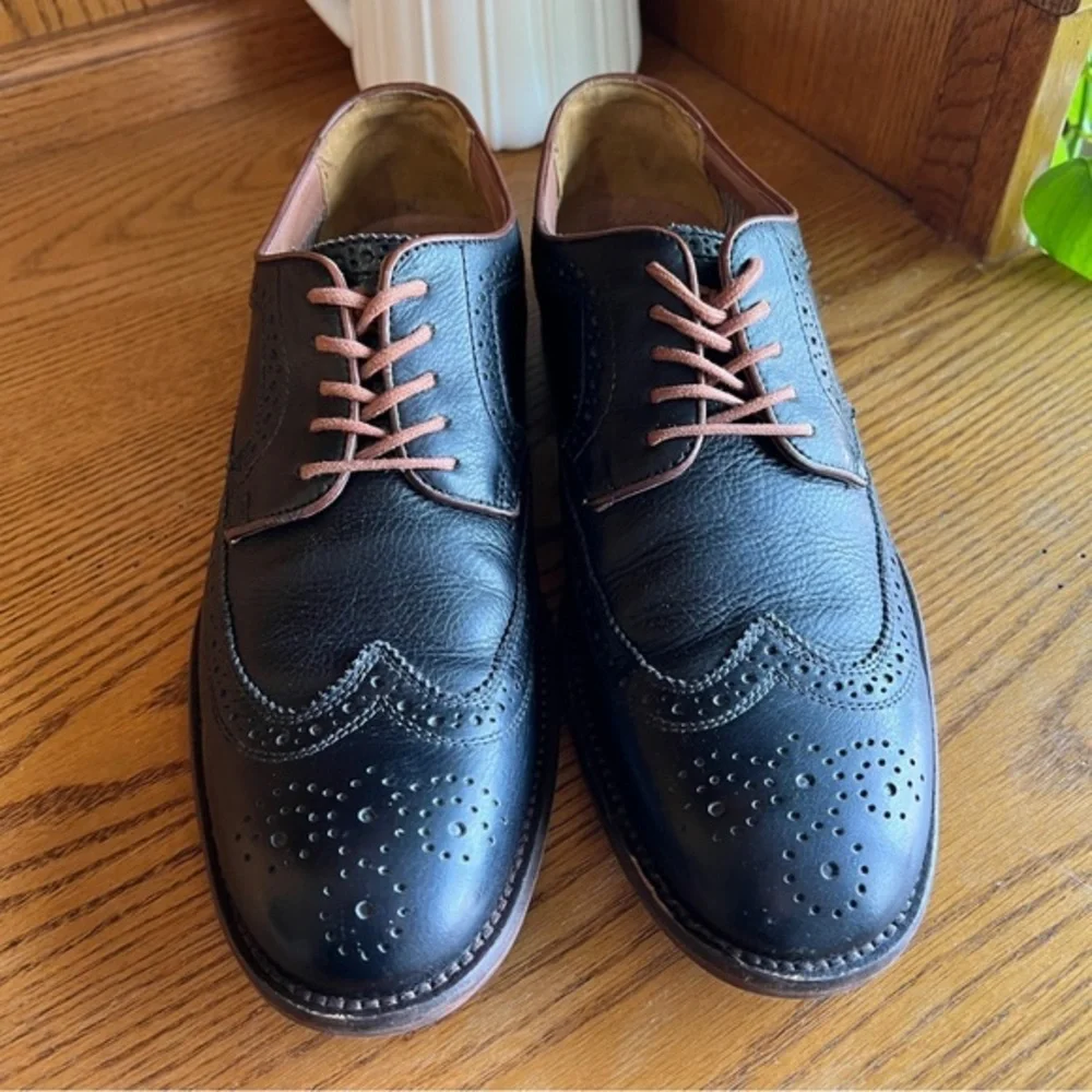 Johnston‎ & Murphy J&M 1850 Men's Black Leather Wingtip Oxfords 10M